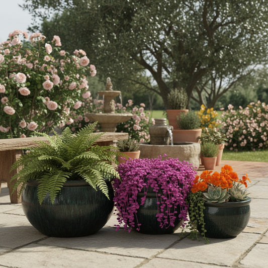 Keramik Pflanzschale "Bavaria" Moosgrün – Wählbare Größen (30-52cm)