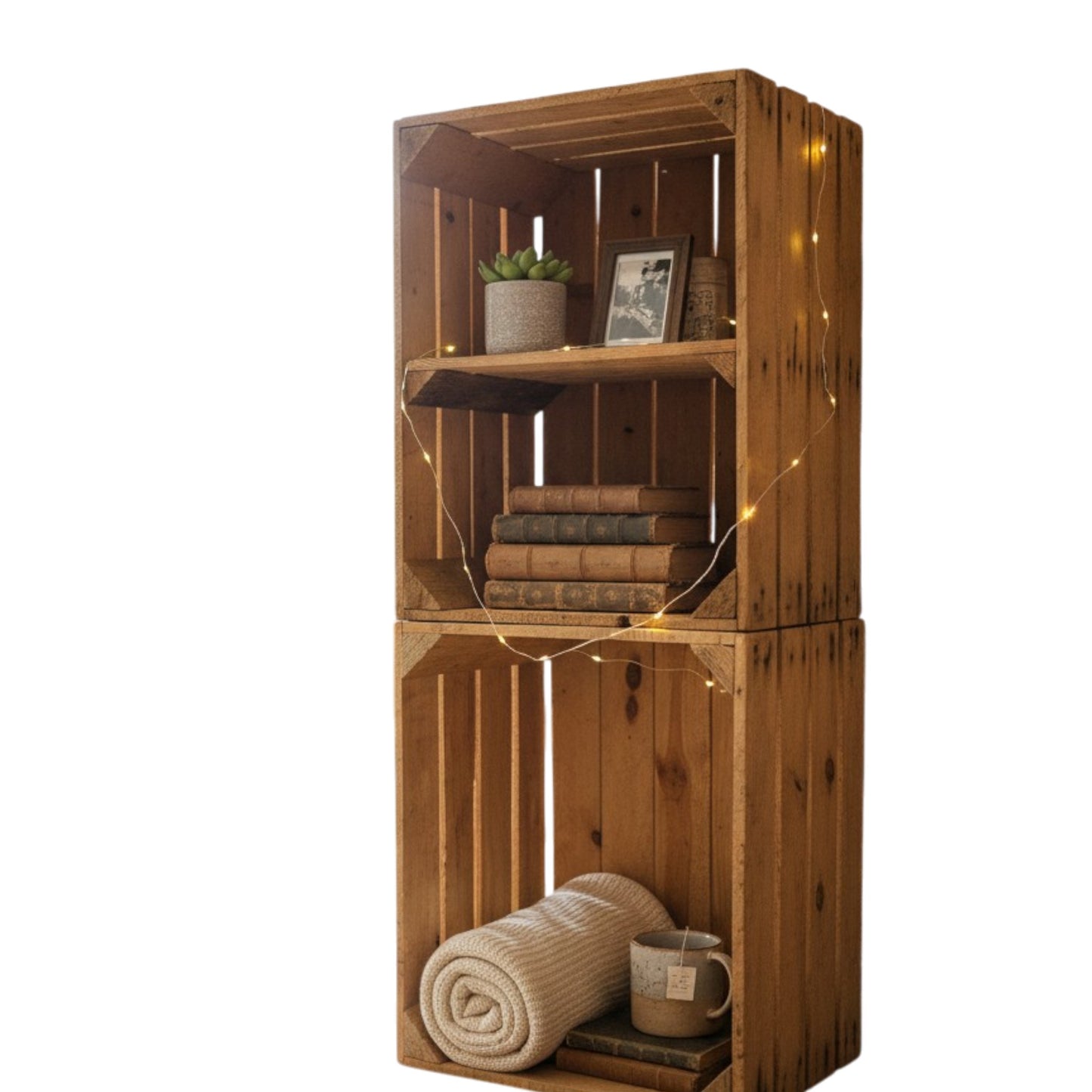 Obstkisten SET Vintage Natur mit Zwischenbrett Quer 50 x 40 x 30cm