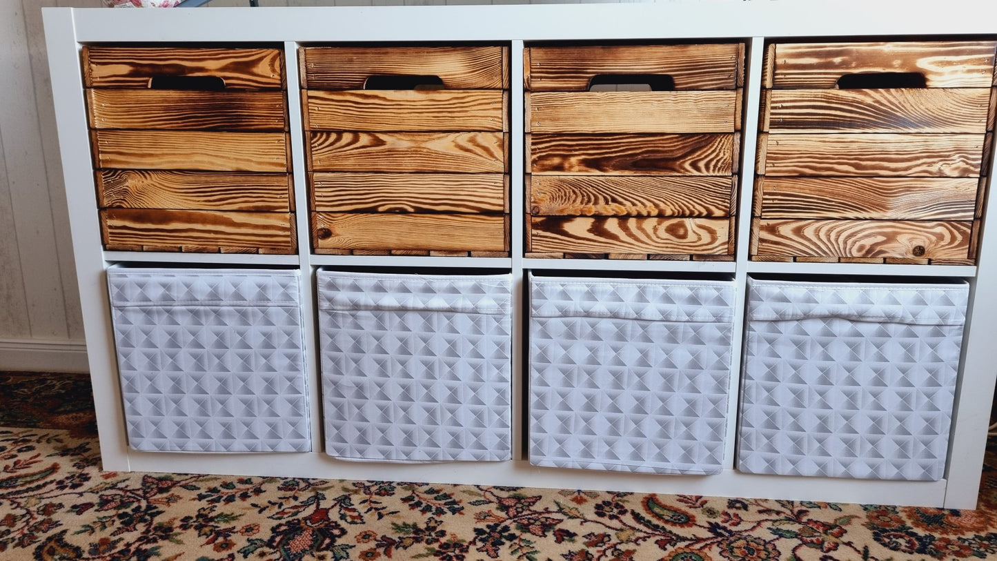 Holzkiste Obstkiste "Kallax" 32,5x38x32,5cm Geflammt 3er SET