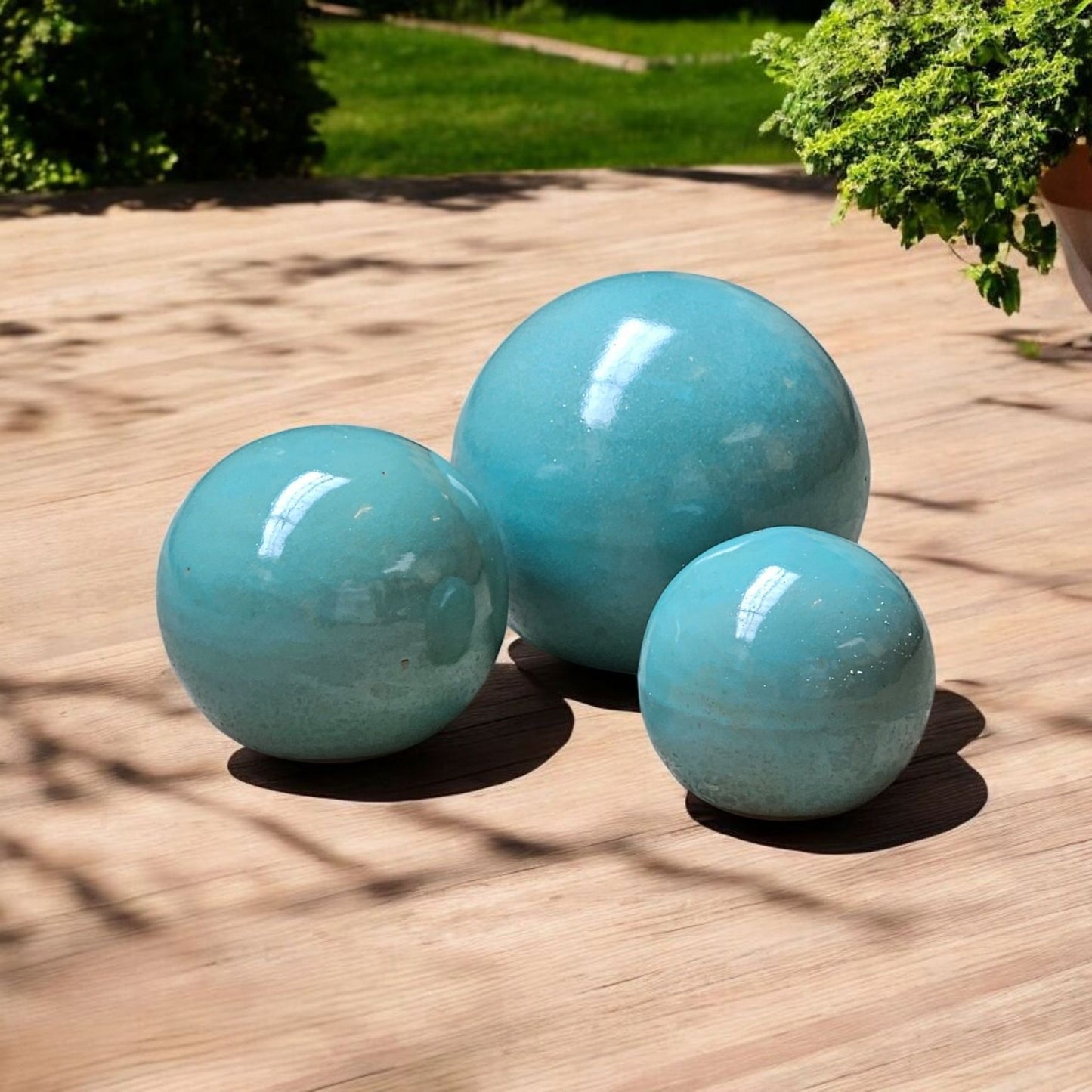 Gartenkugel Rosenkugel Keramik 28cm Celadon Grün