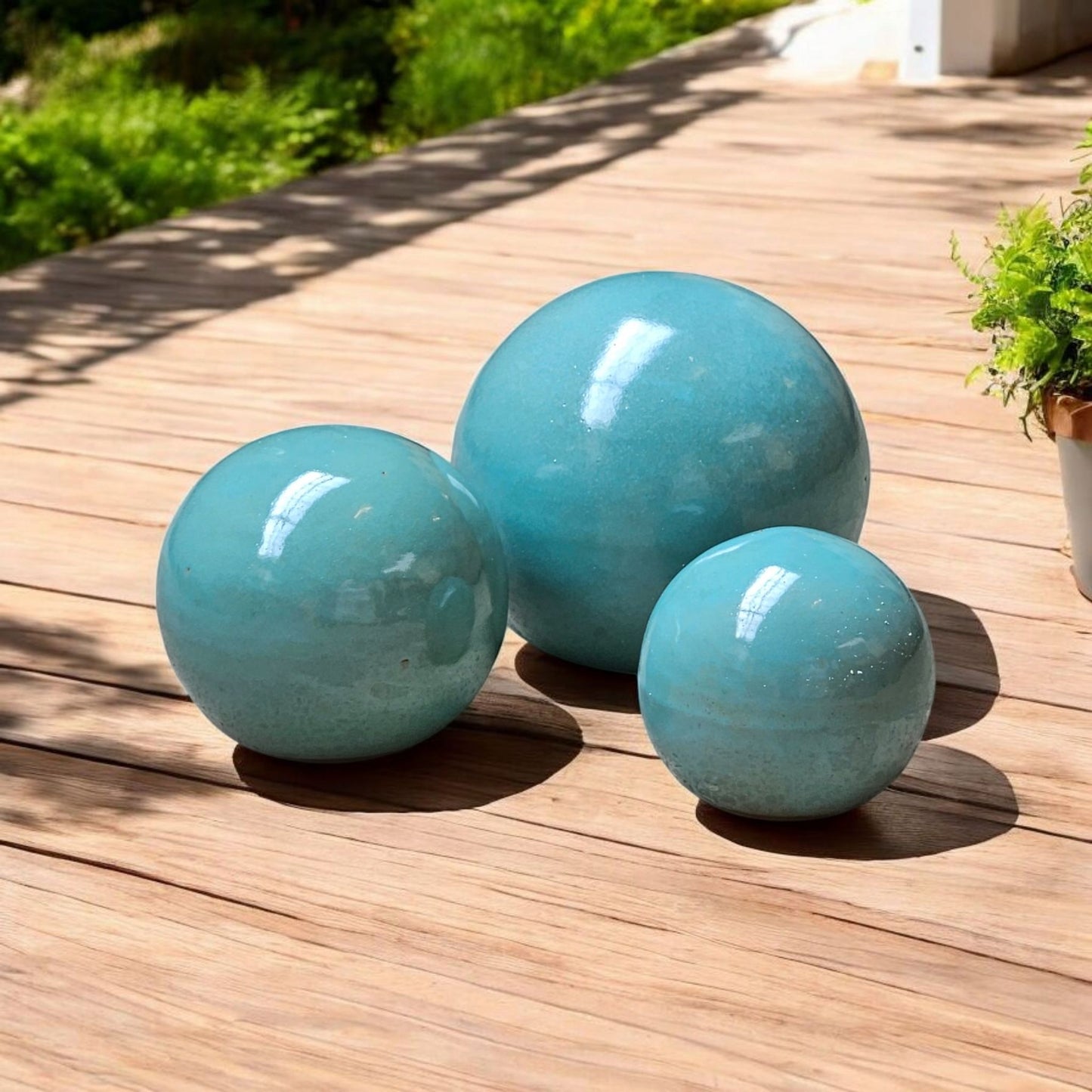 Gartenkugel Rosenkugel Keramik 28cm Celadon Grün