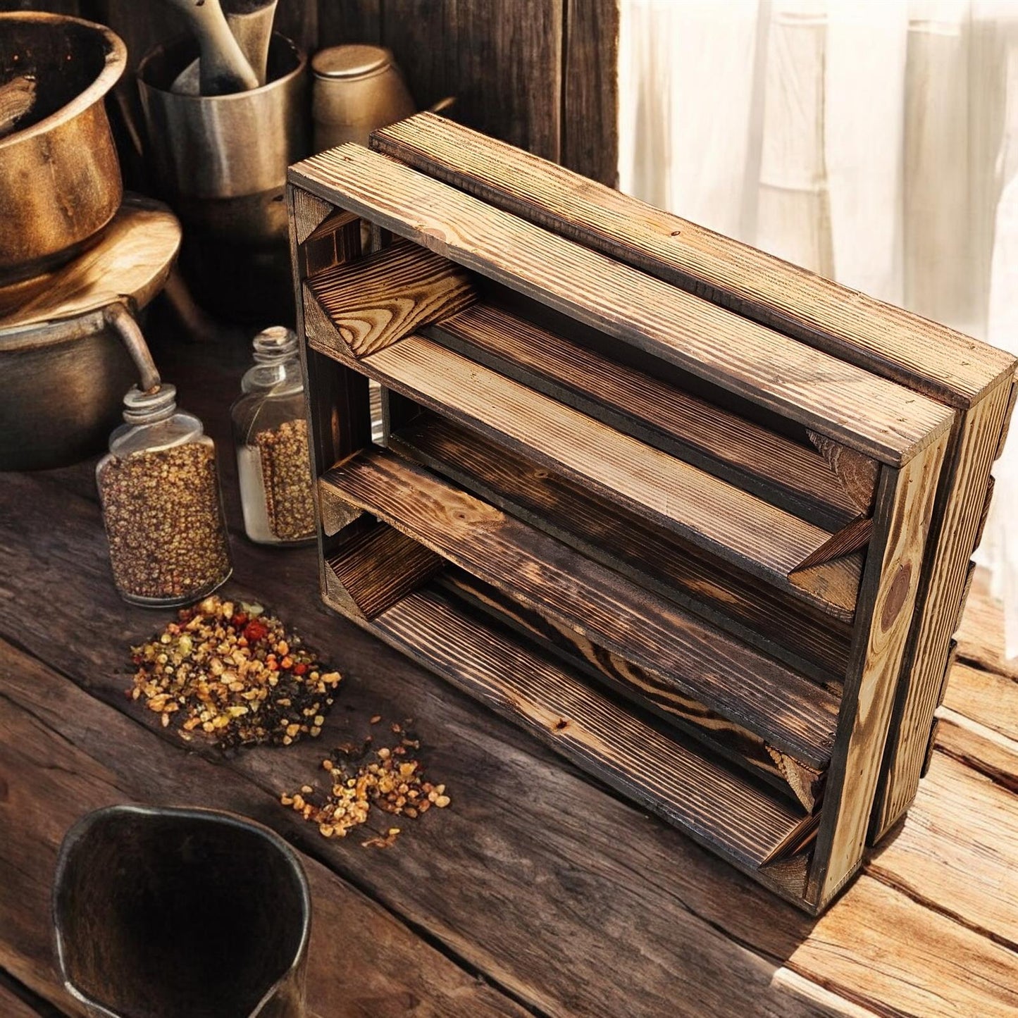 Gewürzregal Lang 50 x 40 x 15cm Geflammt B-WARE