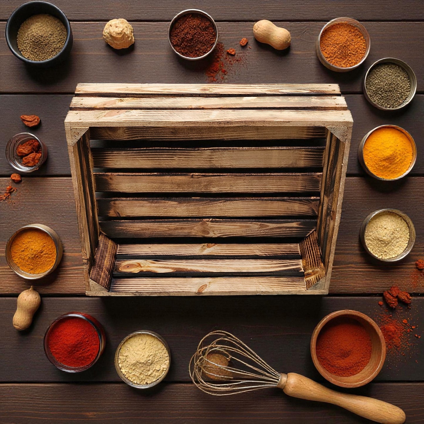 Gewürzregal Kiste Lang 50 x 40 x 17cm Geflammt B-WARE