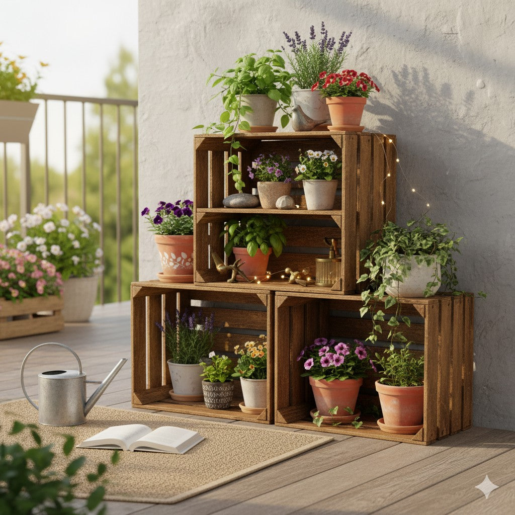 Holzkisten Geflammt 50 x 40 x 30cm mit Regalböden Lang DIY