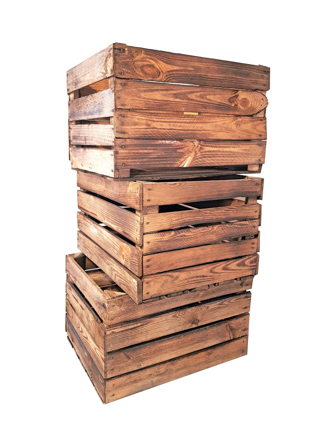 Obstkisten 6er Set Vintage Geflammt 50 x 40 x 30cm
