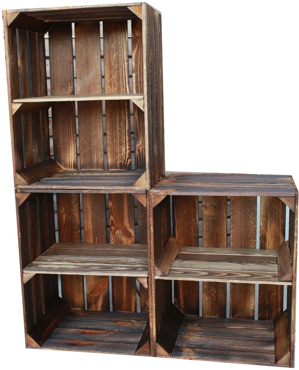 Holzkisten mit Regalfach Kurz 50 x 40 x 30cm Vintage Geflammt