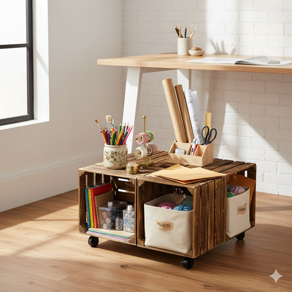 Holzkisten 2er Set dunkel 50 x 40 x 30cm Ablage Lang