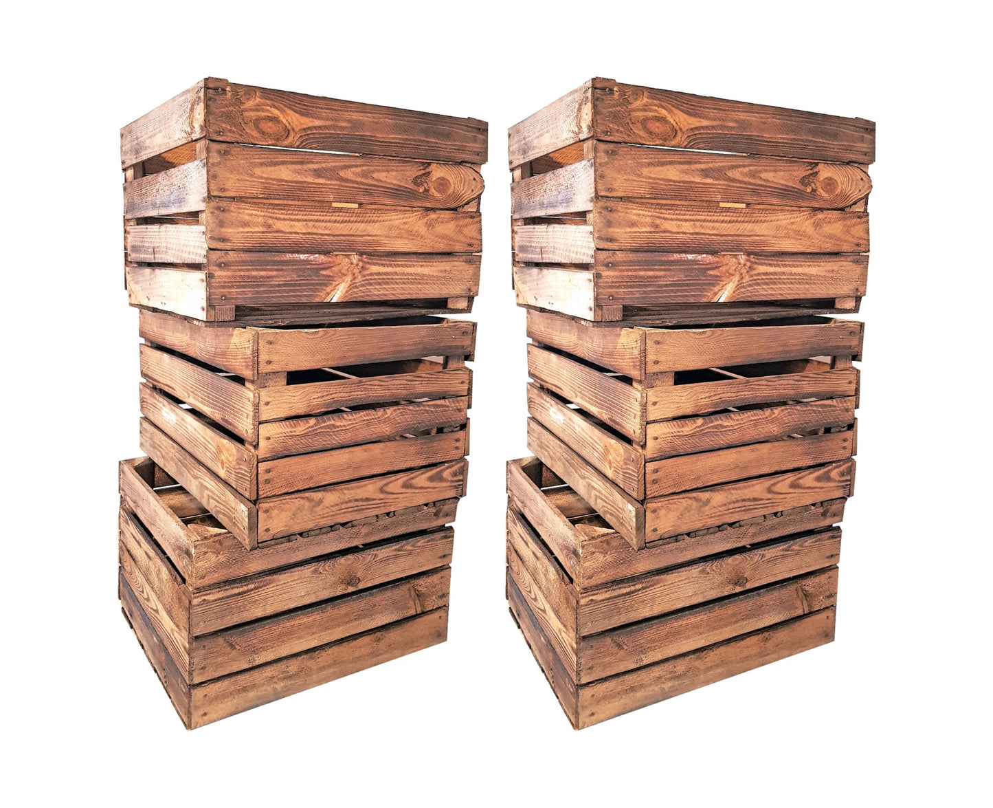 Obstkisten 6er Set Vintage Geflammt 50 x 40 x 30cm