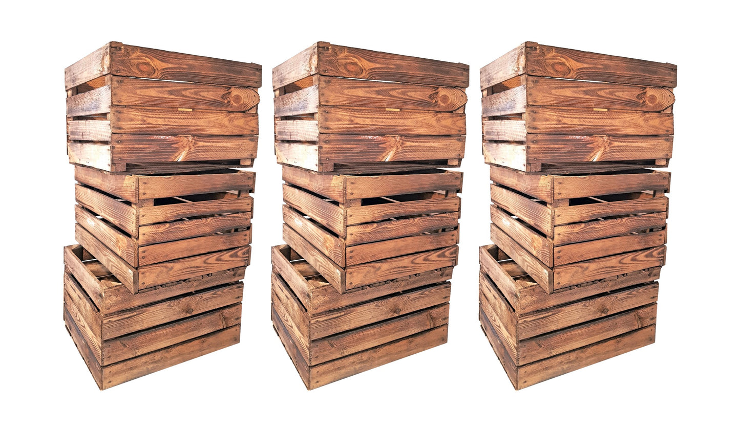 Obstkiste Vintage Geflammt 50 x 40 x 30cm 9 x