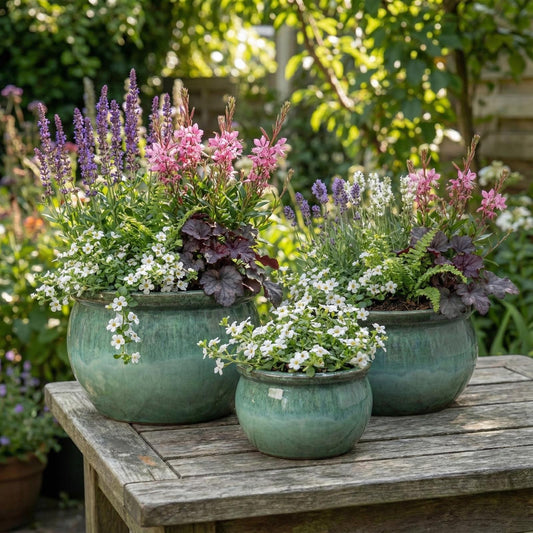 Pflanzgefäß Keramik "Bavaria" Moosgrün Ø 24 - 49 cm Frostfest