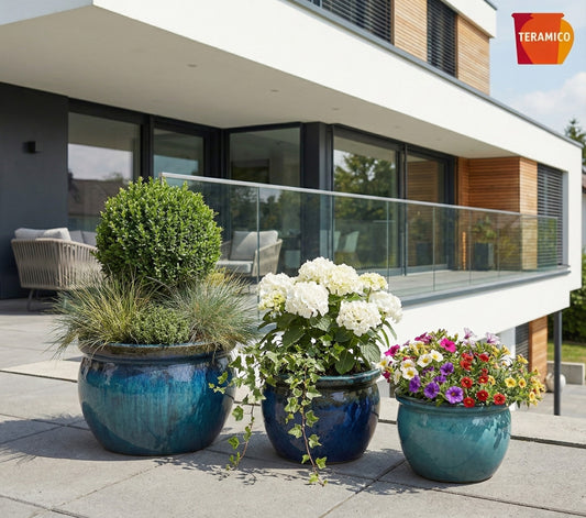 Pflanzgefäß Keramik "Bavaria" Grün – Ø 28 - 49 cm Frostfest