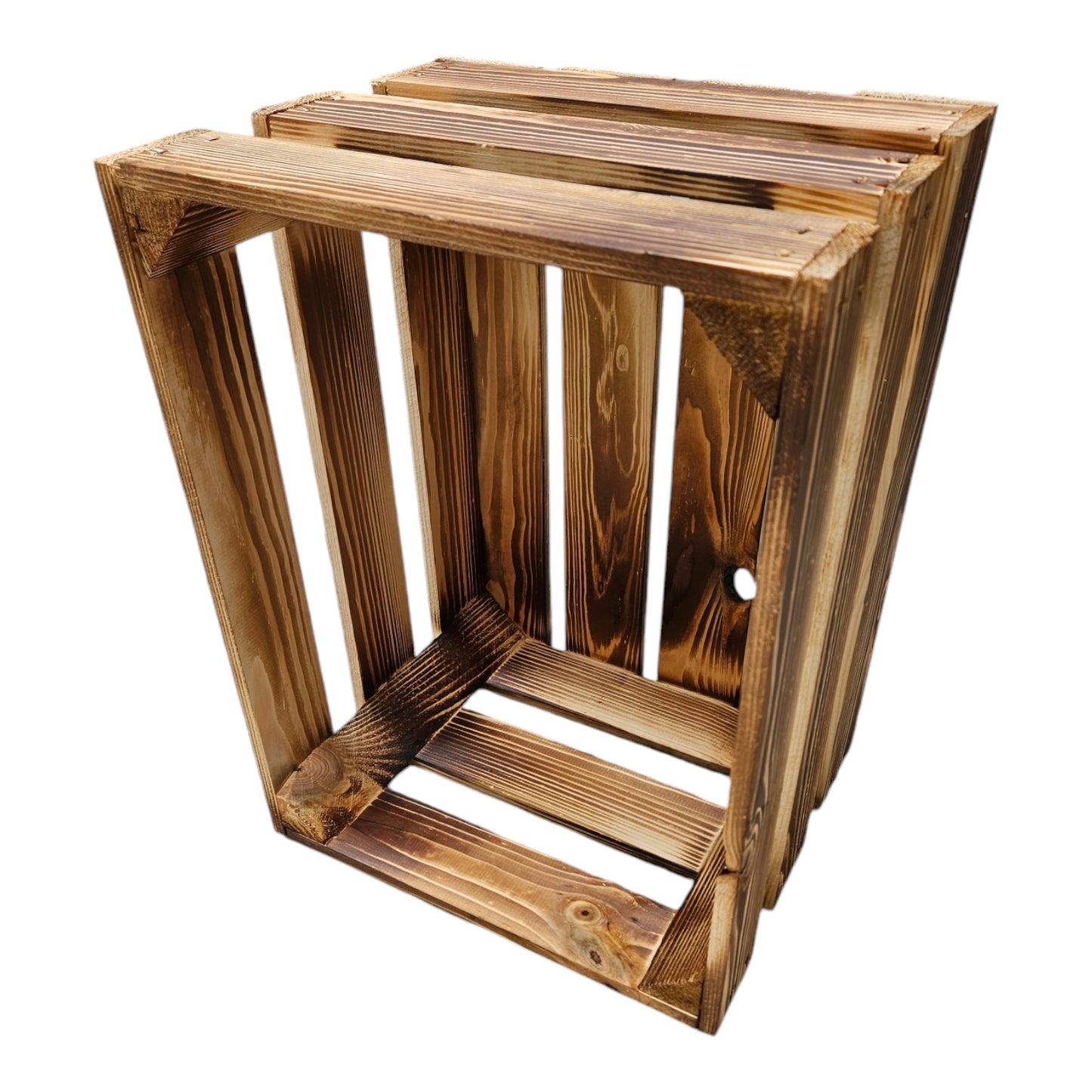 Holzkiste Dekokiste Box 40 x 30 x 25 cm 2er SET Geflammt