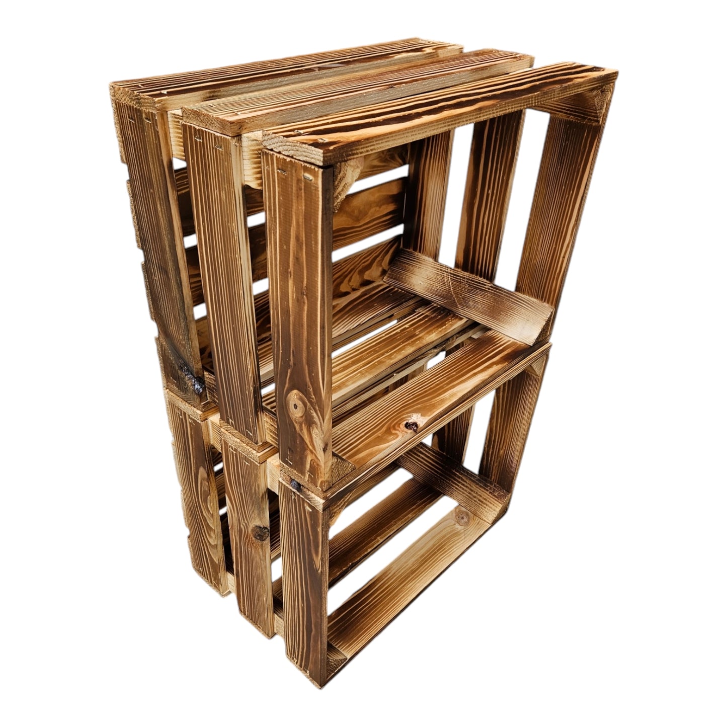 Holzkiste Dekokiste Box 40 x 30 x 25 cm 2er SET Geflammt