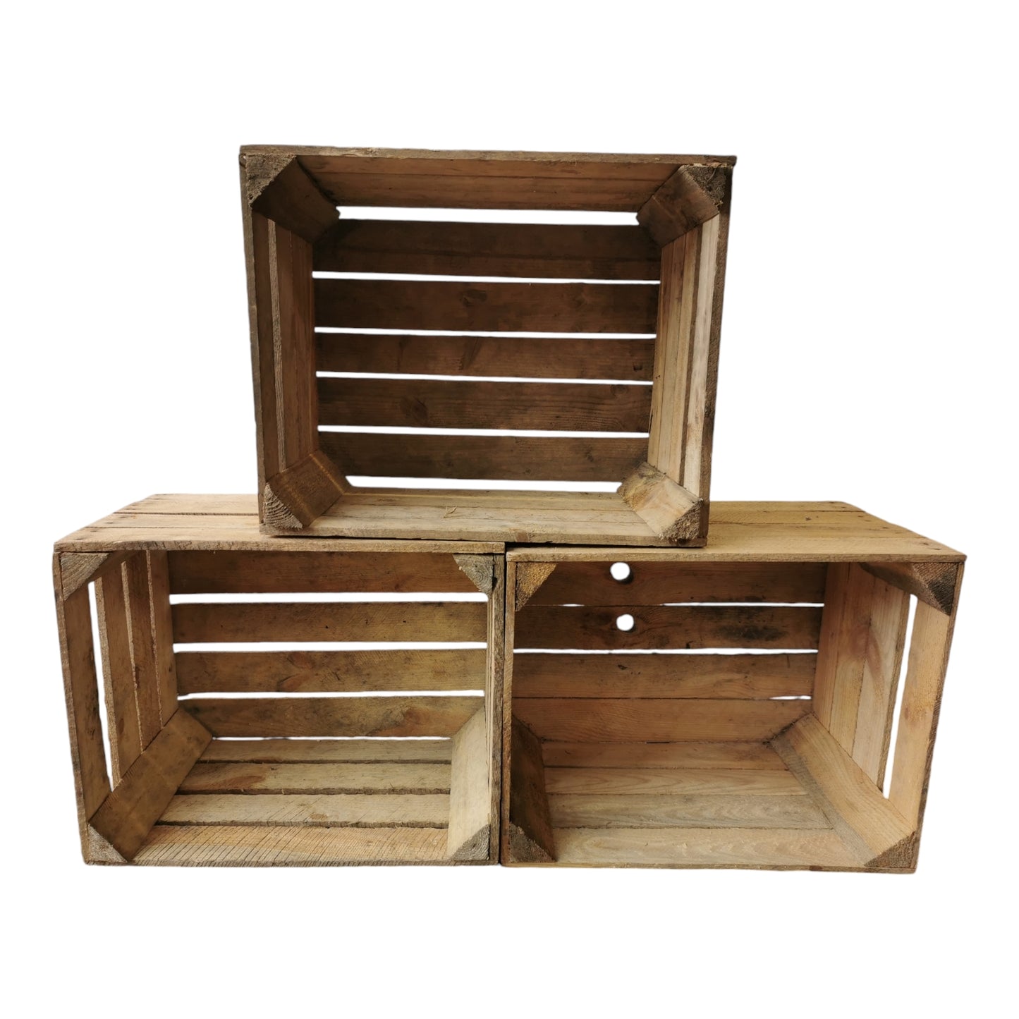 Obstkisten 3er Set 50 x 40 x 30cm B-Ware Vintage Natur