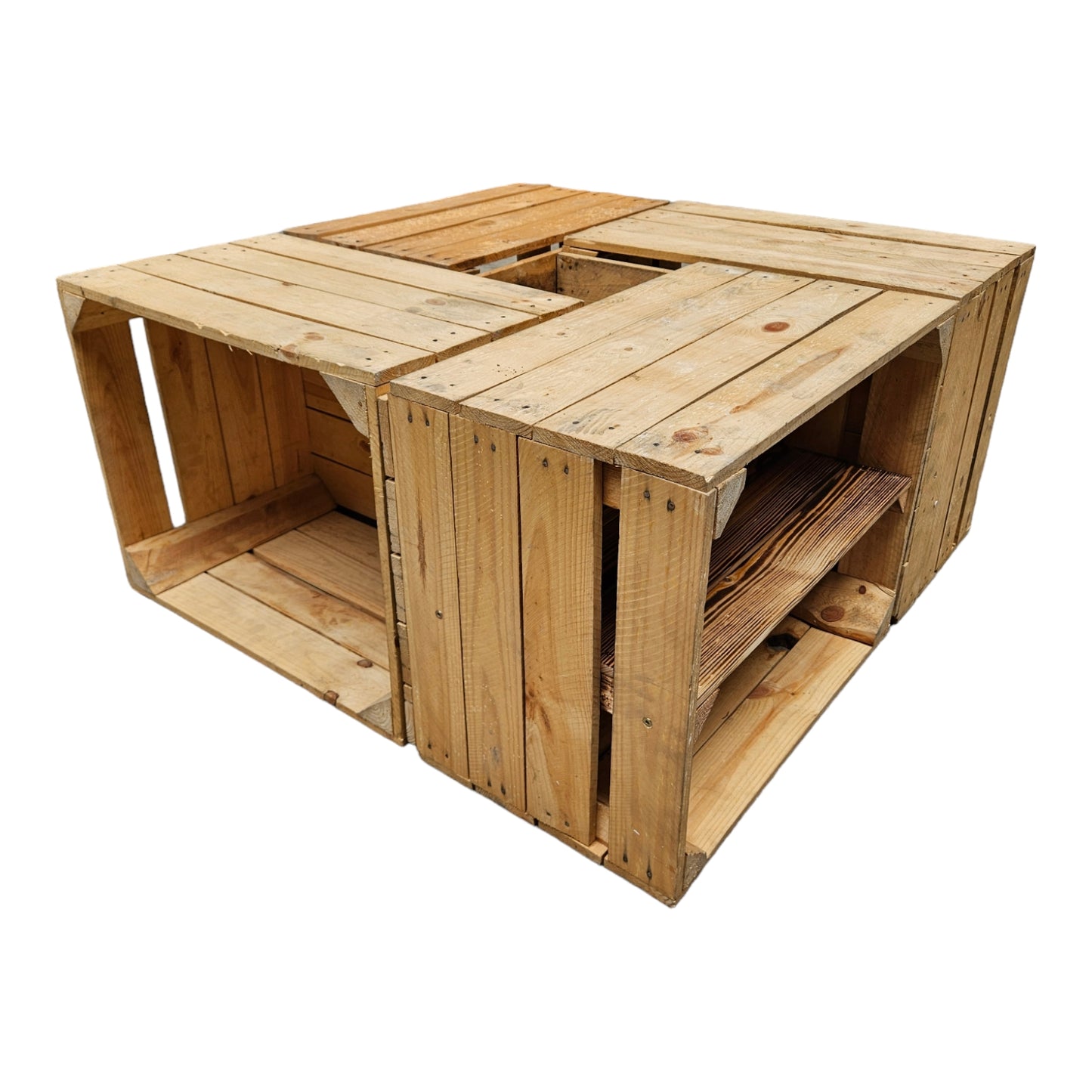 Holzkisten 4er Set 50 x 40 x 30cm mit Regal Lang Vintage Natur