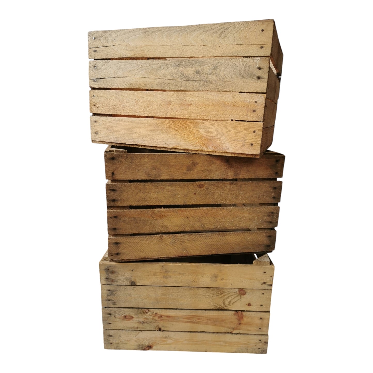 Obstkisten 3er Set 50 x 40 x 30cm B-Ware Vintage Natur