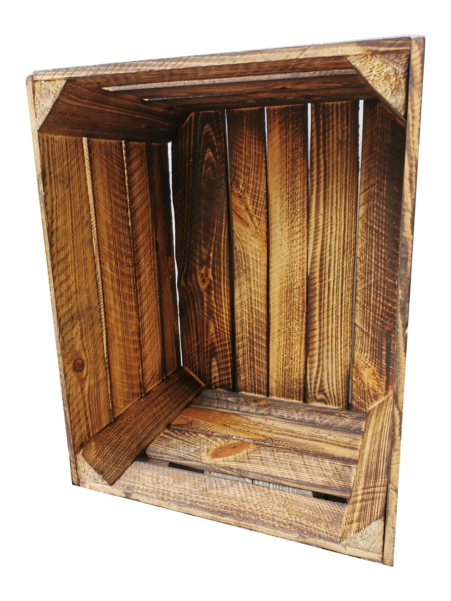 4er Set Boden Quer Obstkisten Weinkisten Vintage Geflammt 50 x 40 x 30 cm