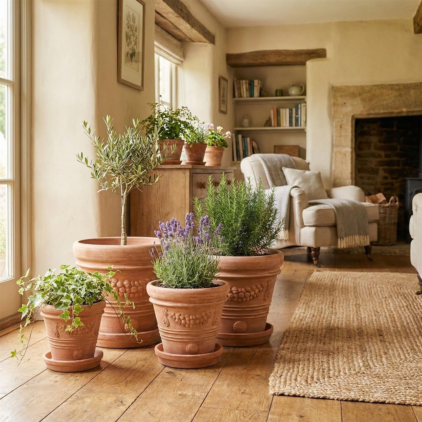 Terrakotta Pflanzkübel "Festonato" – Ø 36 cm – Italienisches Design – Handarbeit – Frostfest