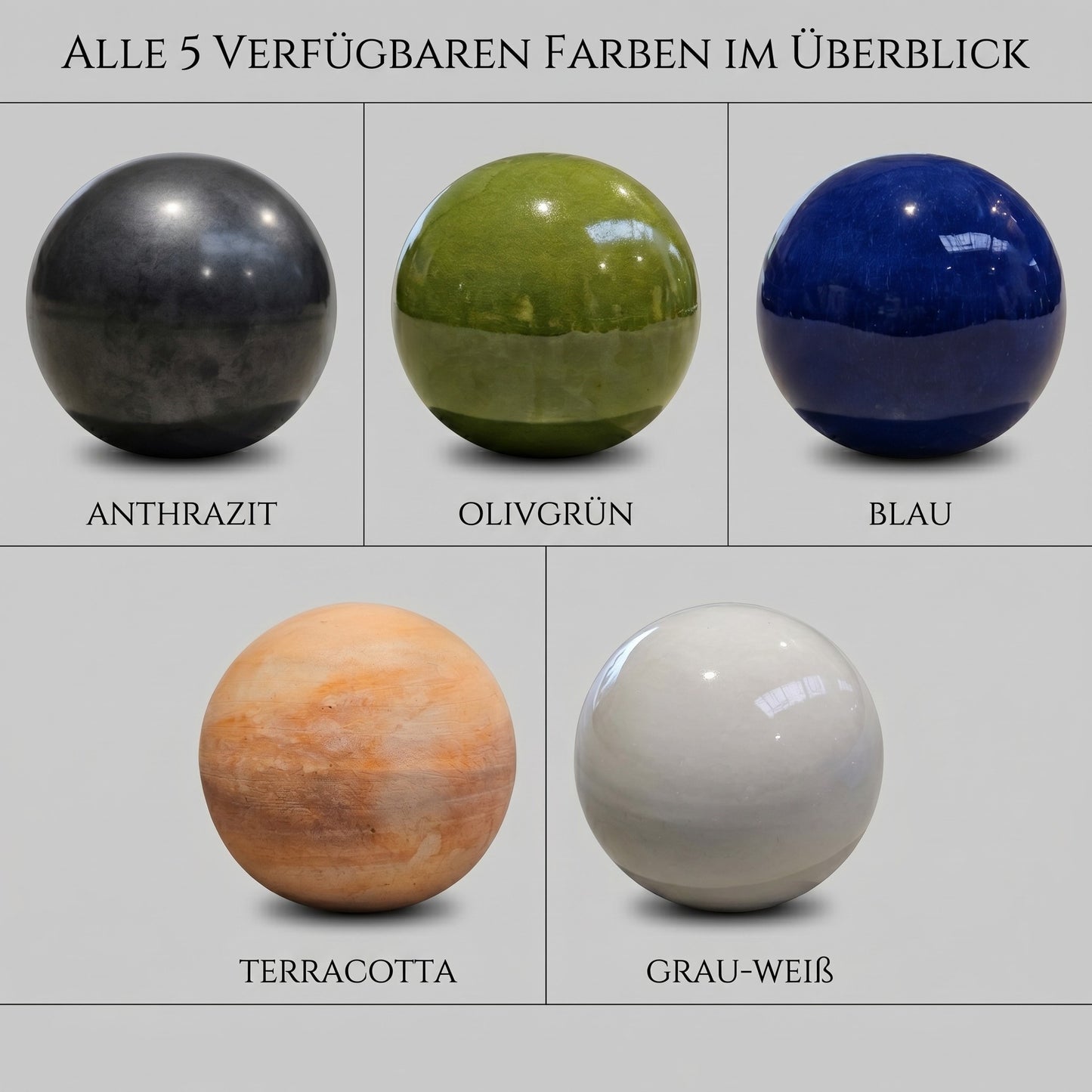 Gartenkugel Rosenkugel Keramik 16cm Anthrazit glasiert