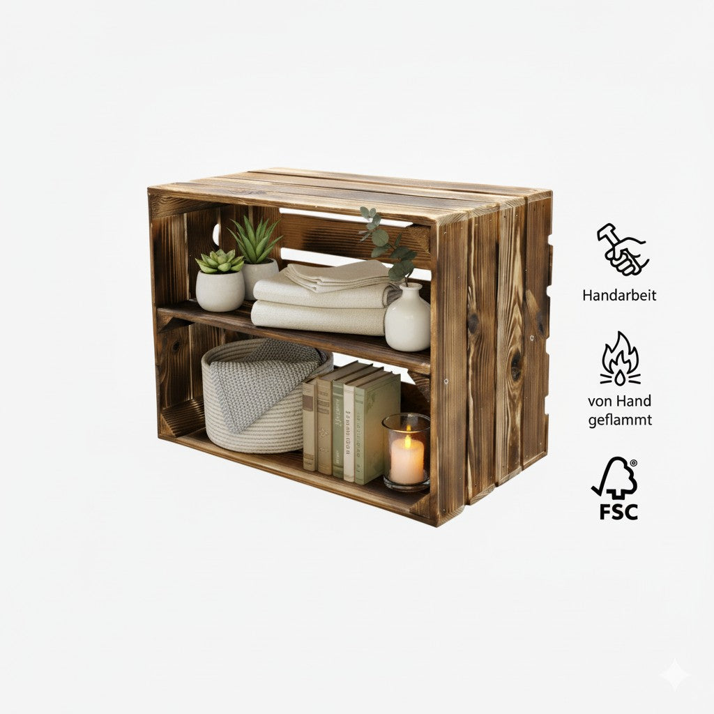 Obstkisten 3er Set 50 x 40 x 30cm Ablage Lang Geflammt