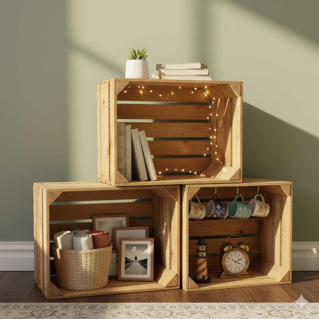 Teramico Obstkiste "Vintage Natur" – Original aus dem Alten Land (50x40x30 cm)