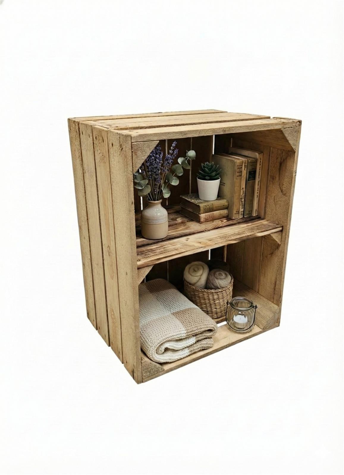 3er Set Obstkisten Vintage Natur: 2x Standard & 1x Querboden