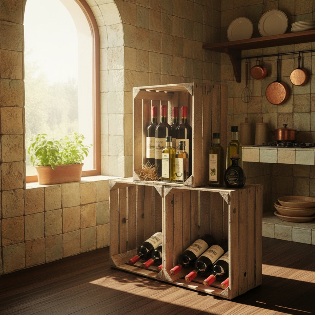 Holzkisten 6er Set Vintage Natur 50 x 40 x 30cm massiv und robust