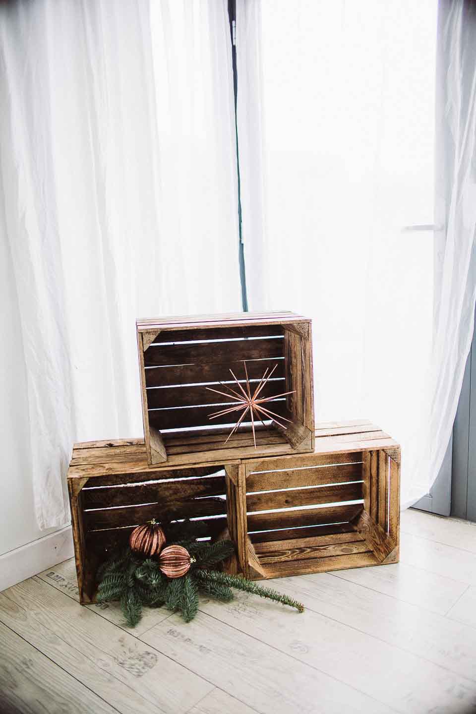 Obstkisten 6er Set Vintage Geflammt 50 x 40 x 30cm