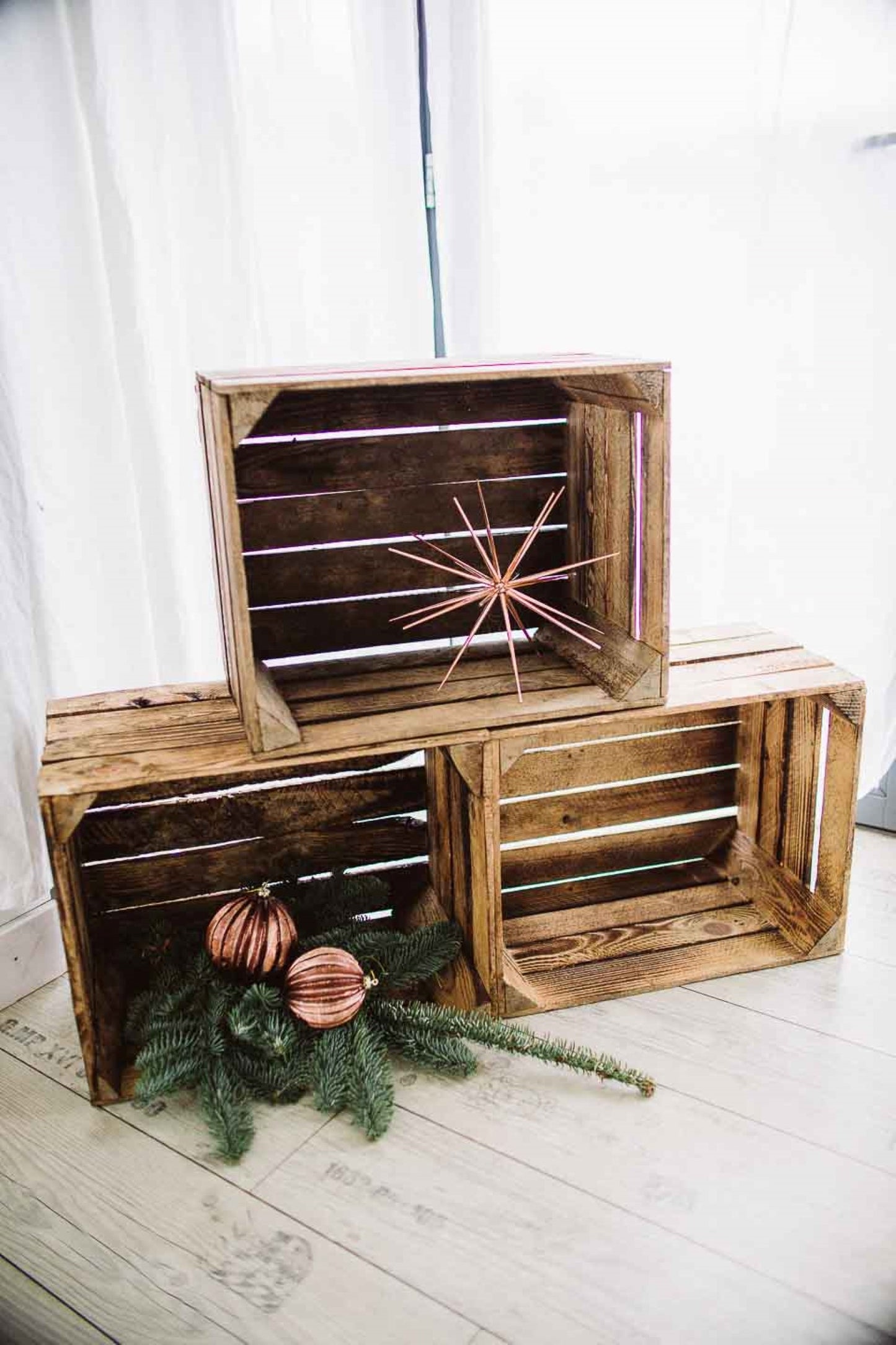 Obstkisten 6er Set Vintage Geflammt 50 x 40 x 30cm