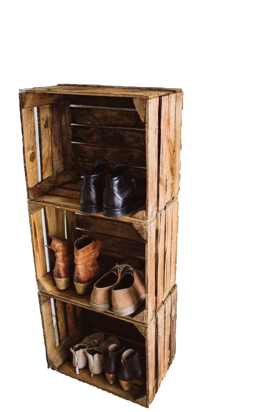 Holzkisten 4er Set 50 x 40 x 30cm Vintage Geflammt