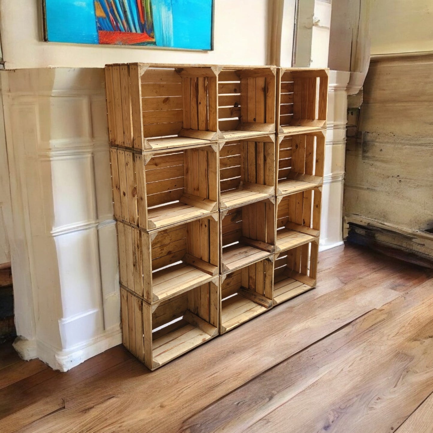 Holzkisten 12er Set 50 x 40 x 30cm Vintage Natur massiv und stabil