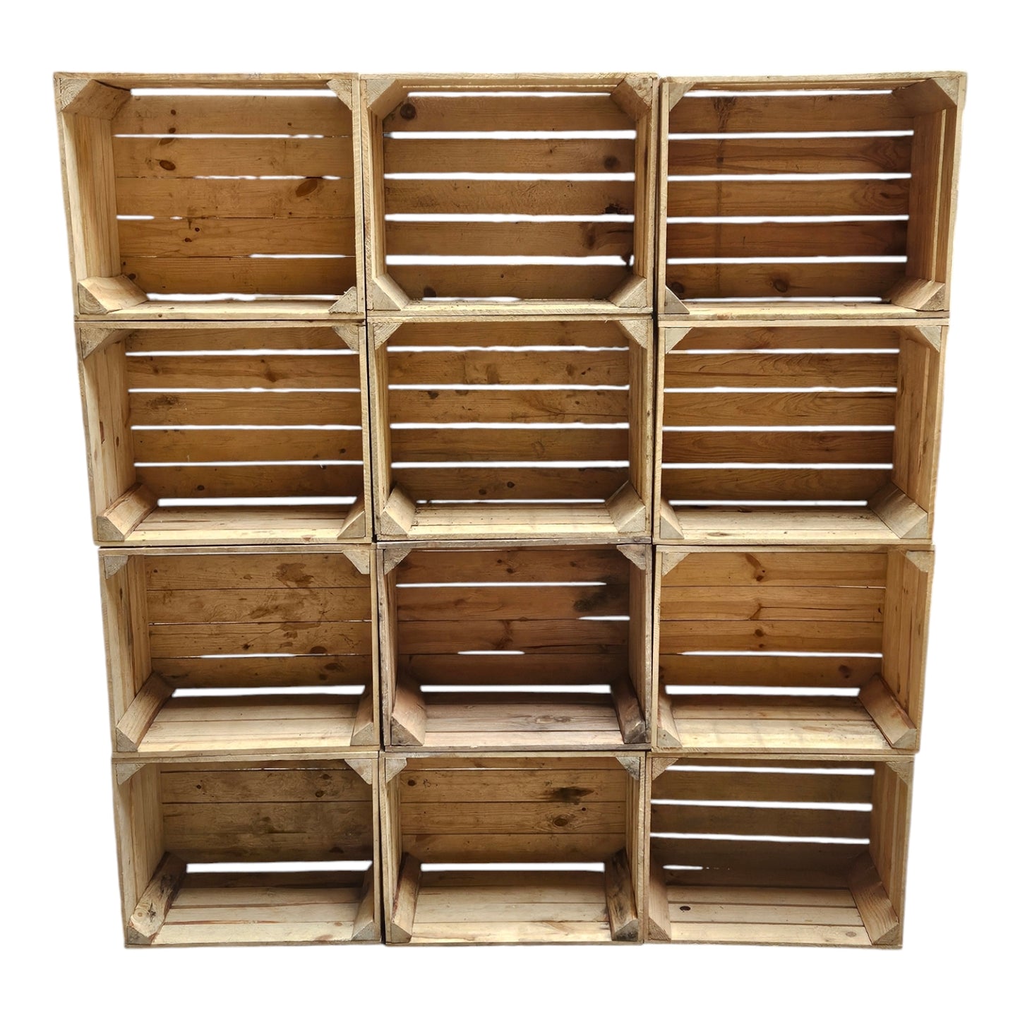 Holzkisten 12er Set 50 x 40 x 30cm Vintage Natur massiv und stabil