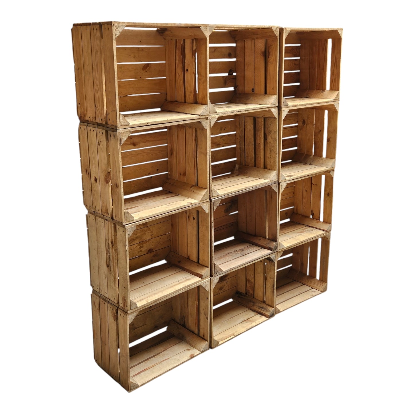 Holzkisten 12er Set 50 x 40 x 30cm Vintage Natur massiv und stabil