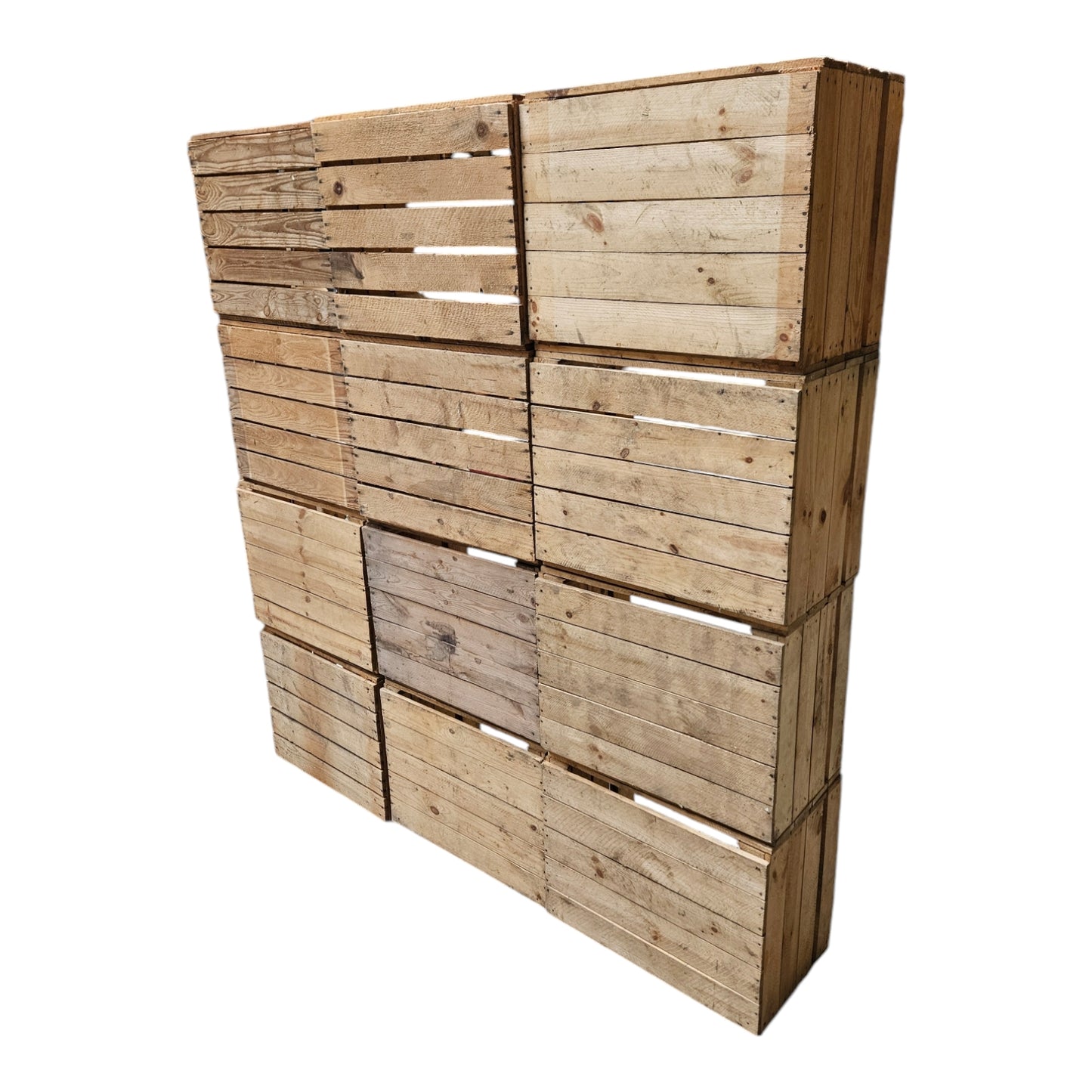 Holzkisten 12er Set 50 x 40 x 30cm Vintage Natur massiv und stabil