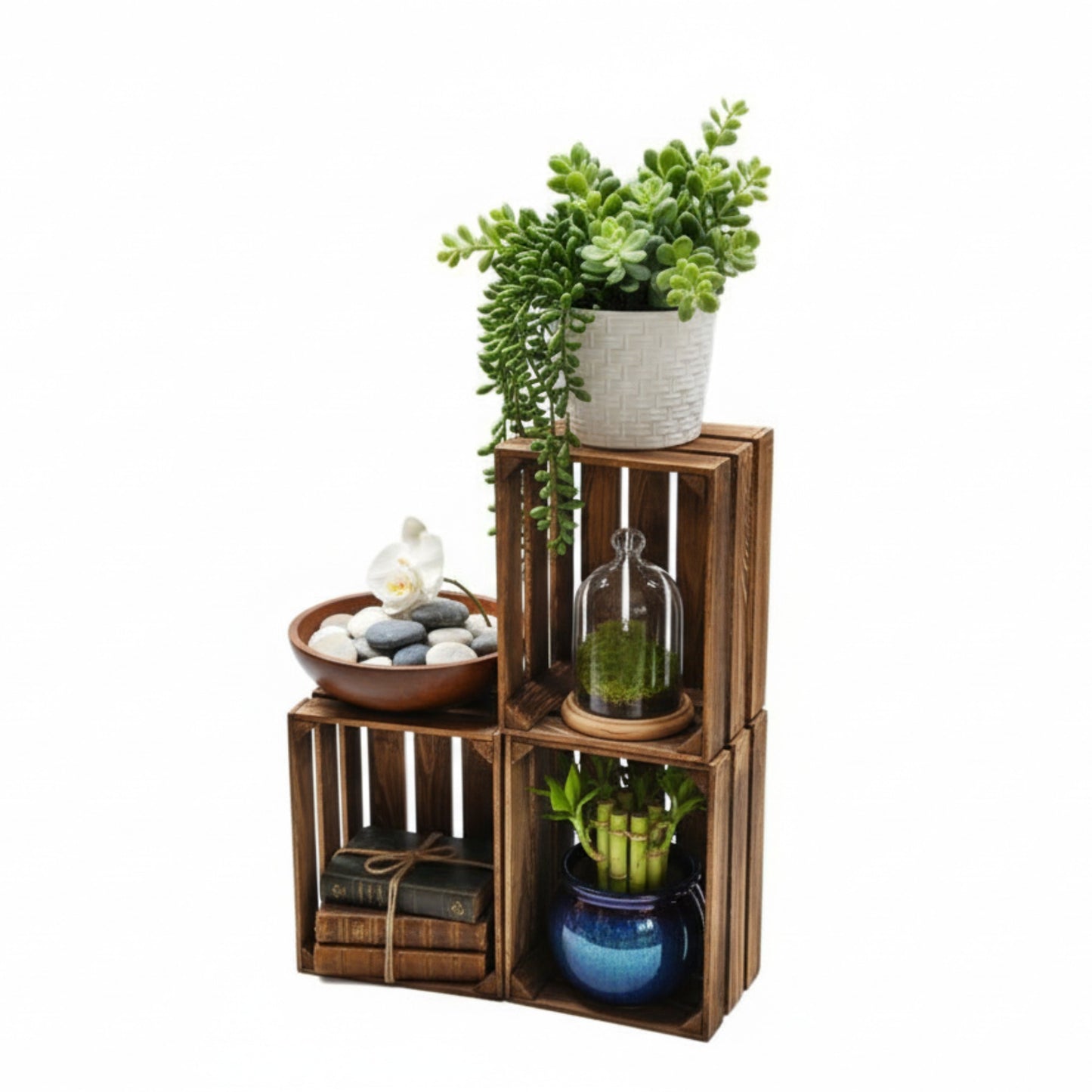 Holzkiste Dekokiste Box 40 x 30 x 25 cm 3er SET Geflammt