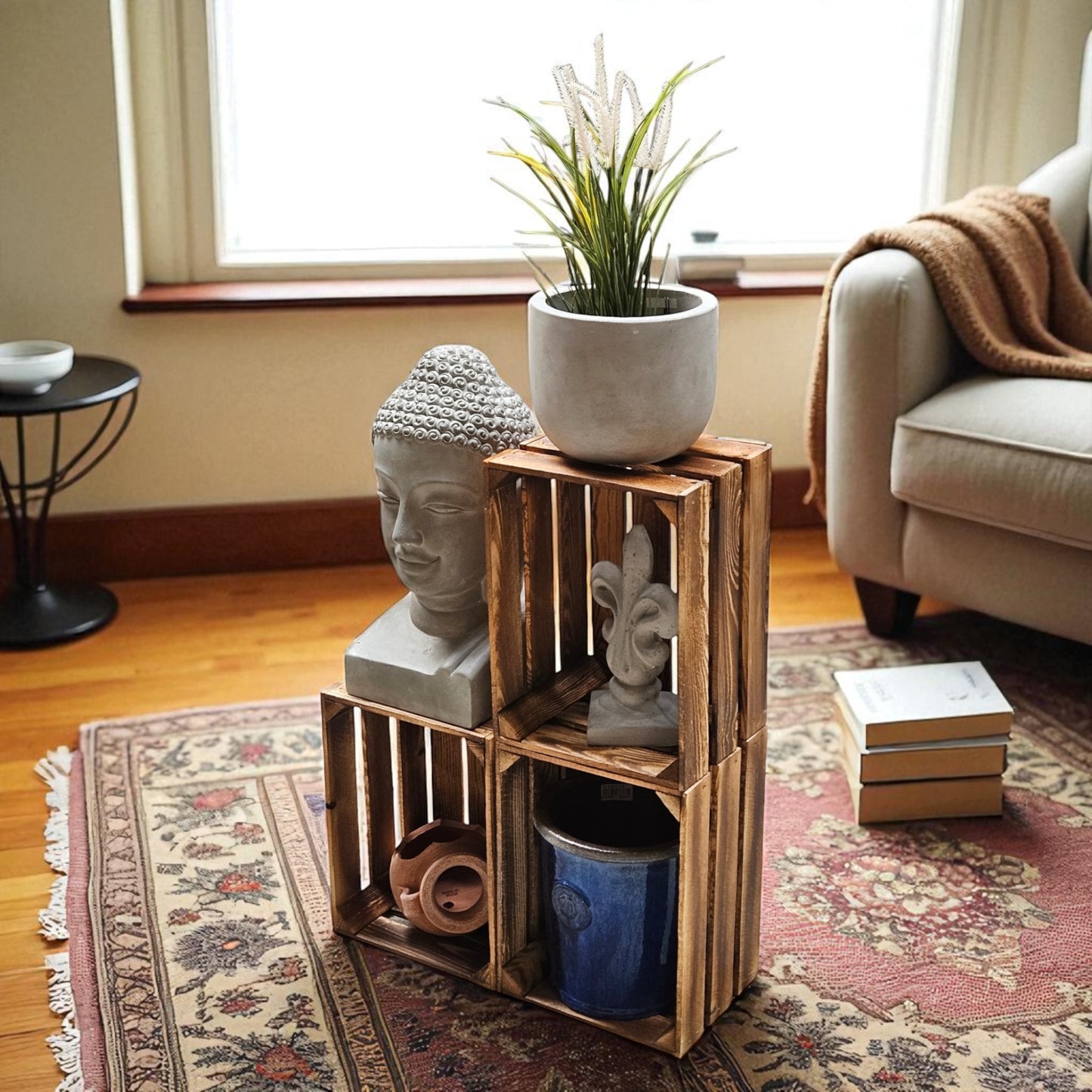 Holzkiste Dekokiste Box 40 x 30 x 25 cm 3er SET Geflammt