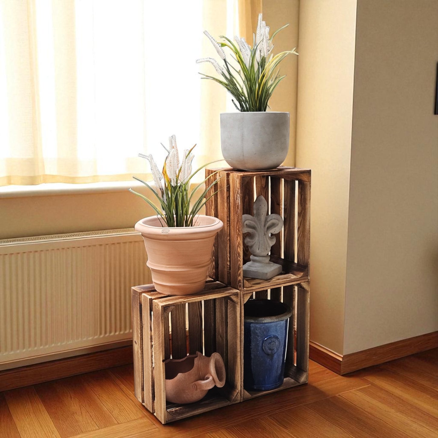 Holzkiste Dekokiste Box 40 x 30 x 25 cm 3er SET Geflammt