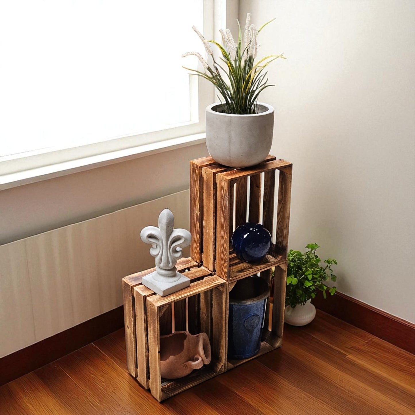 Holzkiste Dekokiste Box 40 x 30 x 25 cm 3er SET Geflammt