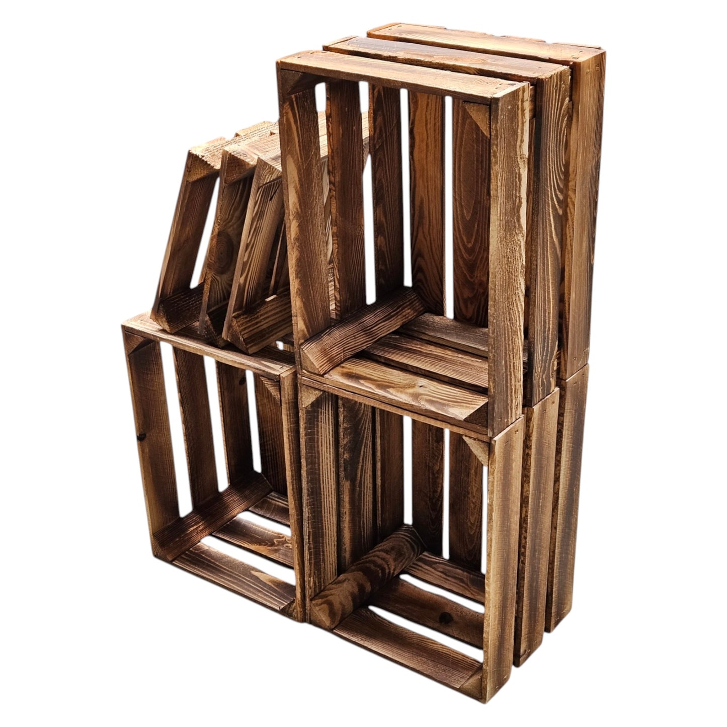 Obstkiste Holzkiste Weinkiste 40 x 30 x 25 cm 3er SET Geflammt Boden Lose