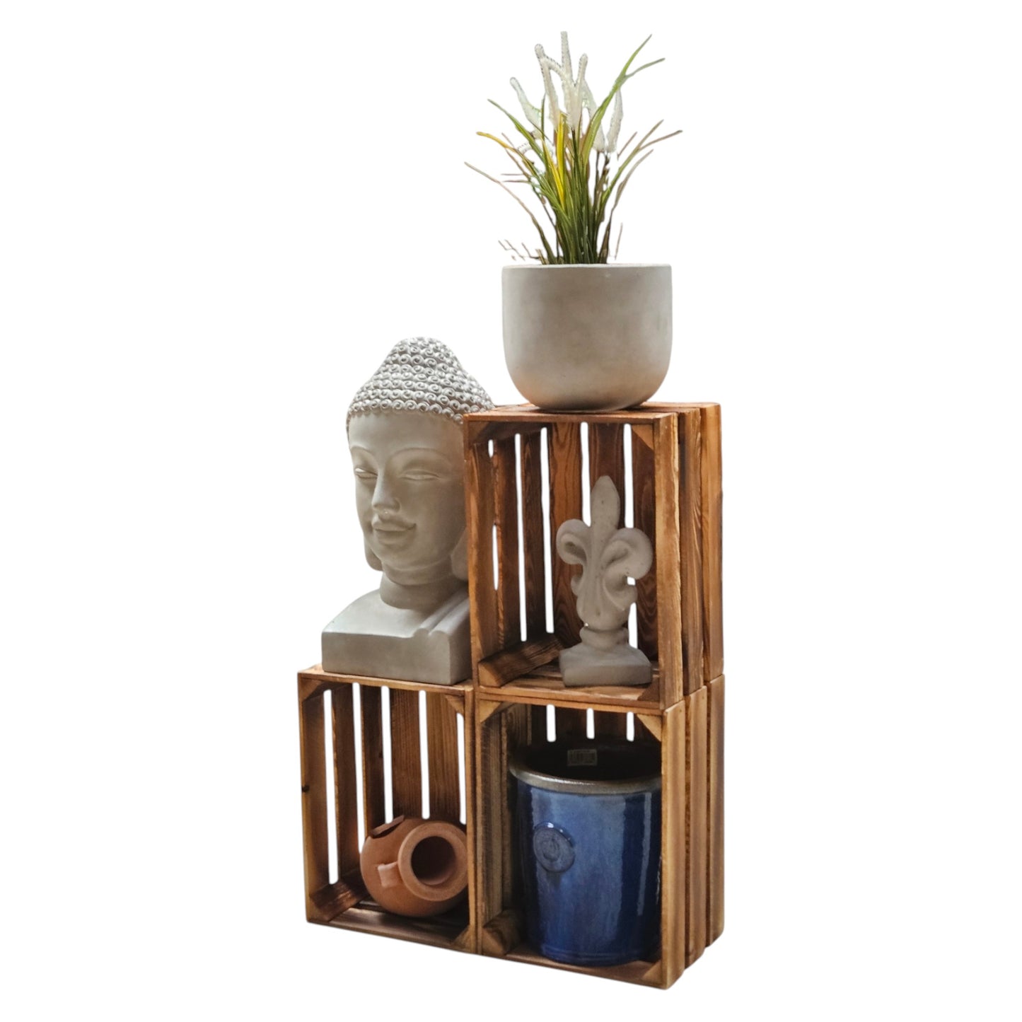 Holzkiste Dekokiste Box 40 x 30 x 25 cm 3er SET Geflammt