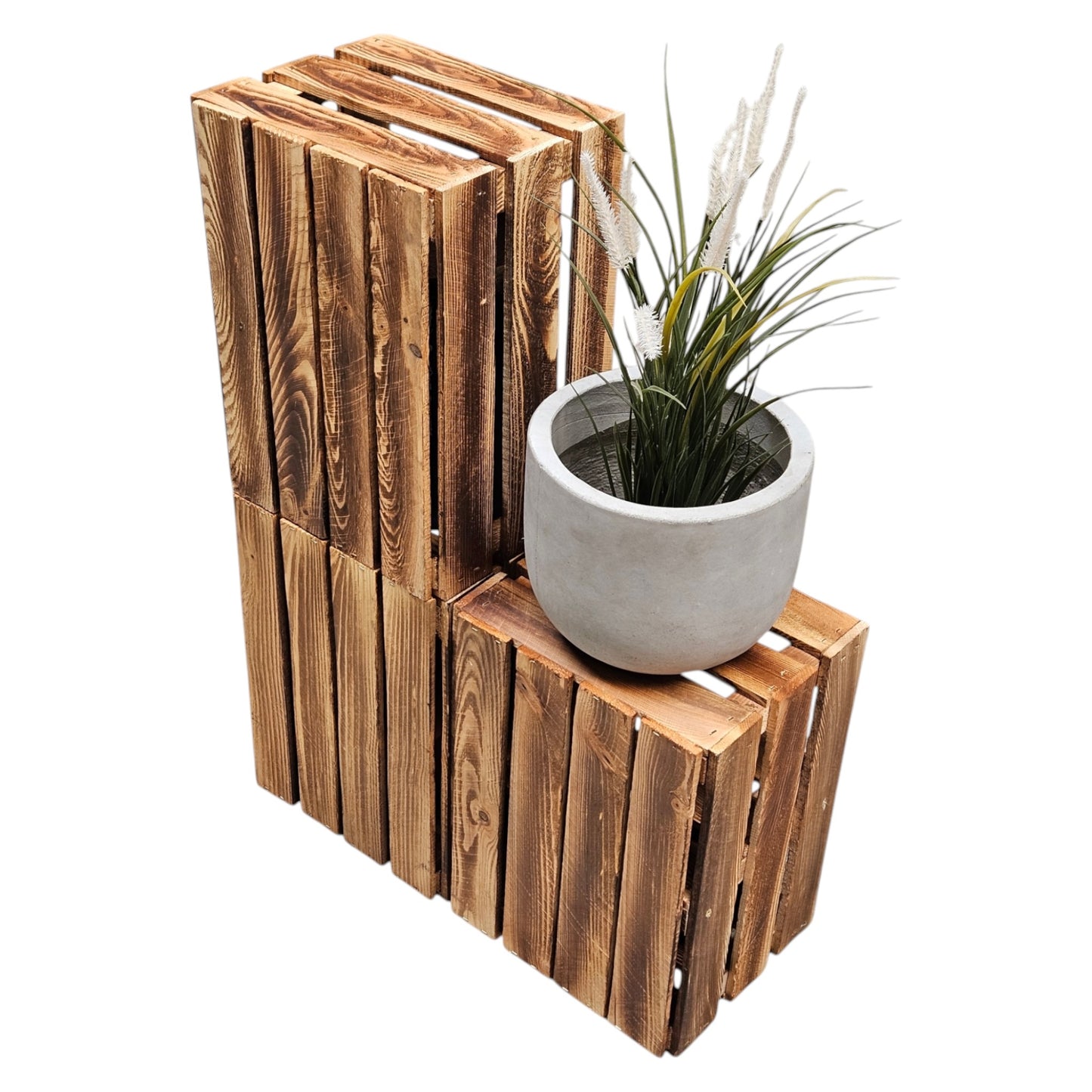 Obstkiste Holzkiste Weinkiste 40 x 30 x 25 cm 3er SET Geflammt Boden Lose