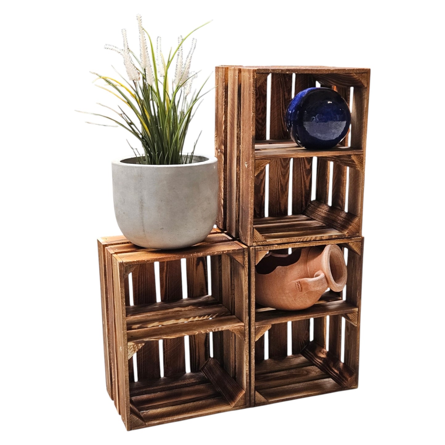 Obstkiste Holzkiste Weinkiste 40 x 30 x 25 cm 3er SET Geflammt Boden Lose