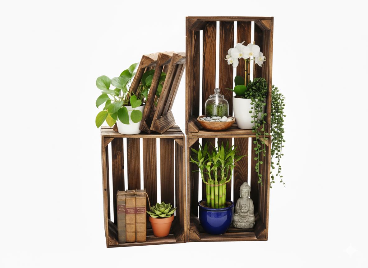 Caisse à fruits caisse en bois caisse à vin 40 x 30 x 25 cm SET de 3 fond flammé en vrac