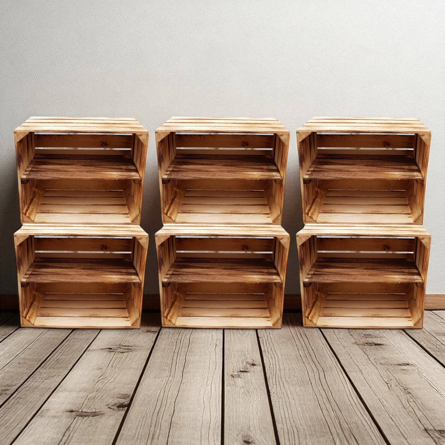 Obstkisten Geflammt mit Zwischenboden Lang 50x40x30cm 6er SET