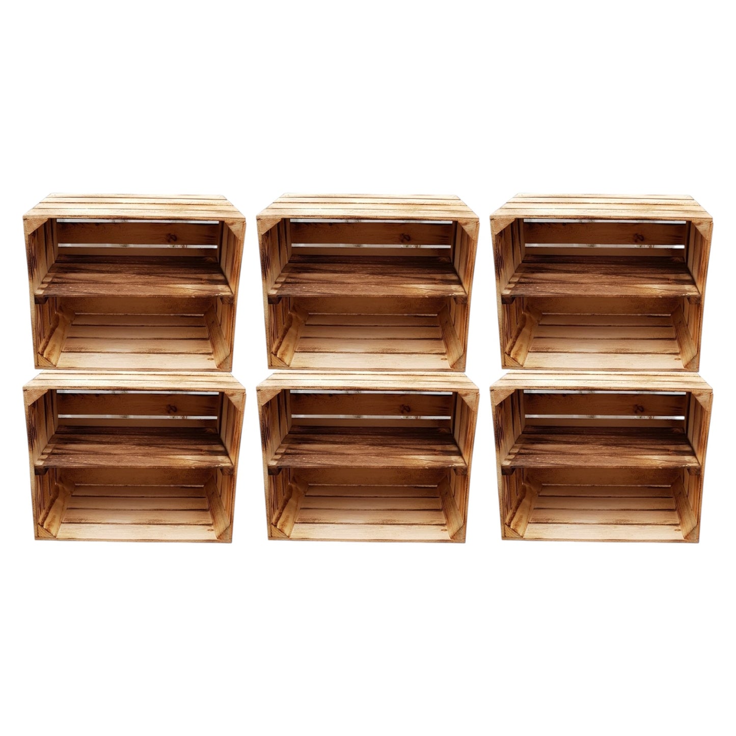 Obstkisten Geflammt mit Zwischenboden Lang 50x40x30cm 6er SET