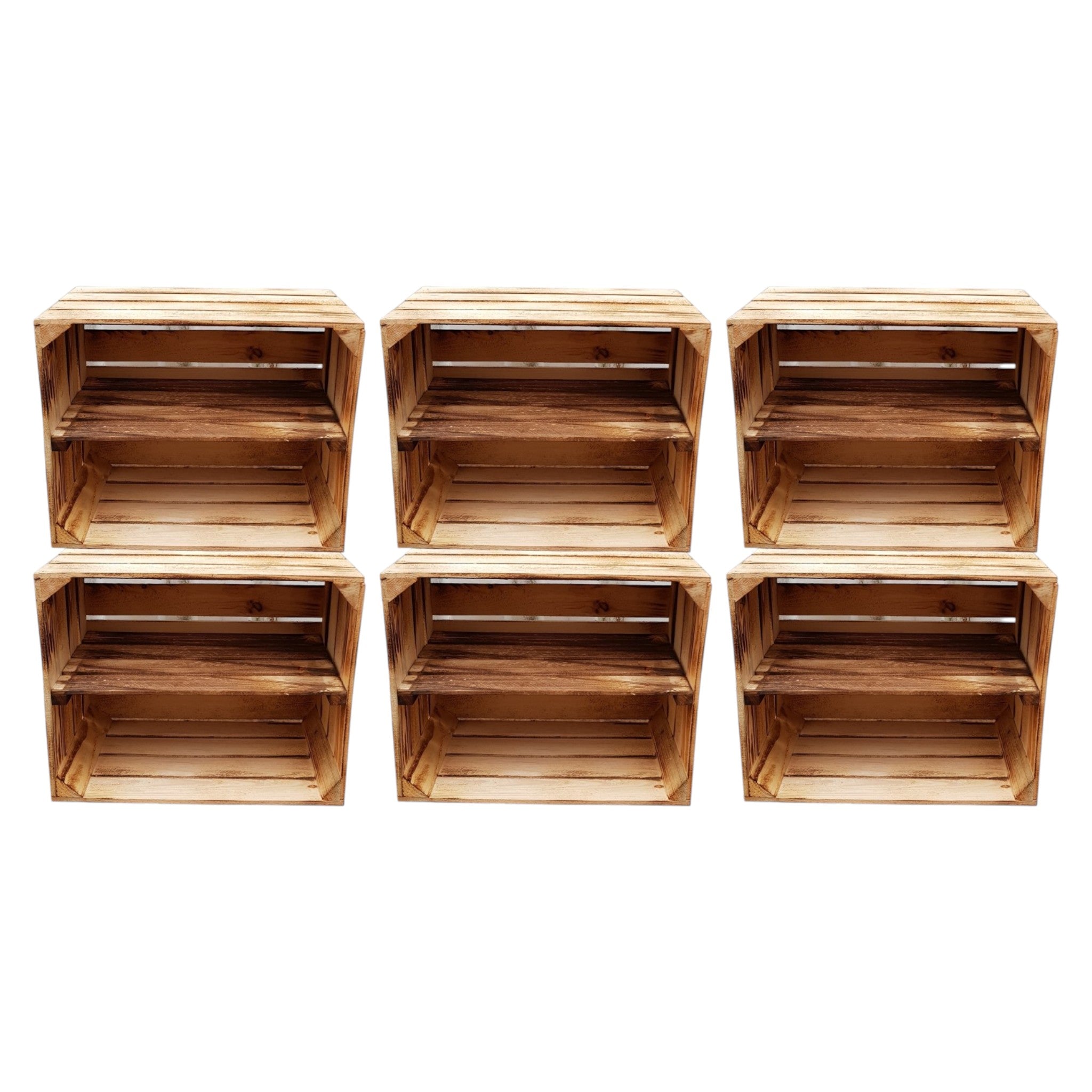 6er Set XXL Holzkisten mit langem Zwischenboden | DIY Möbel | Vintage