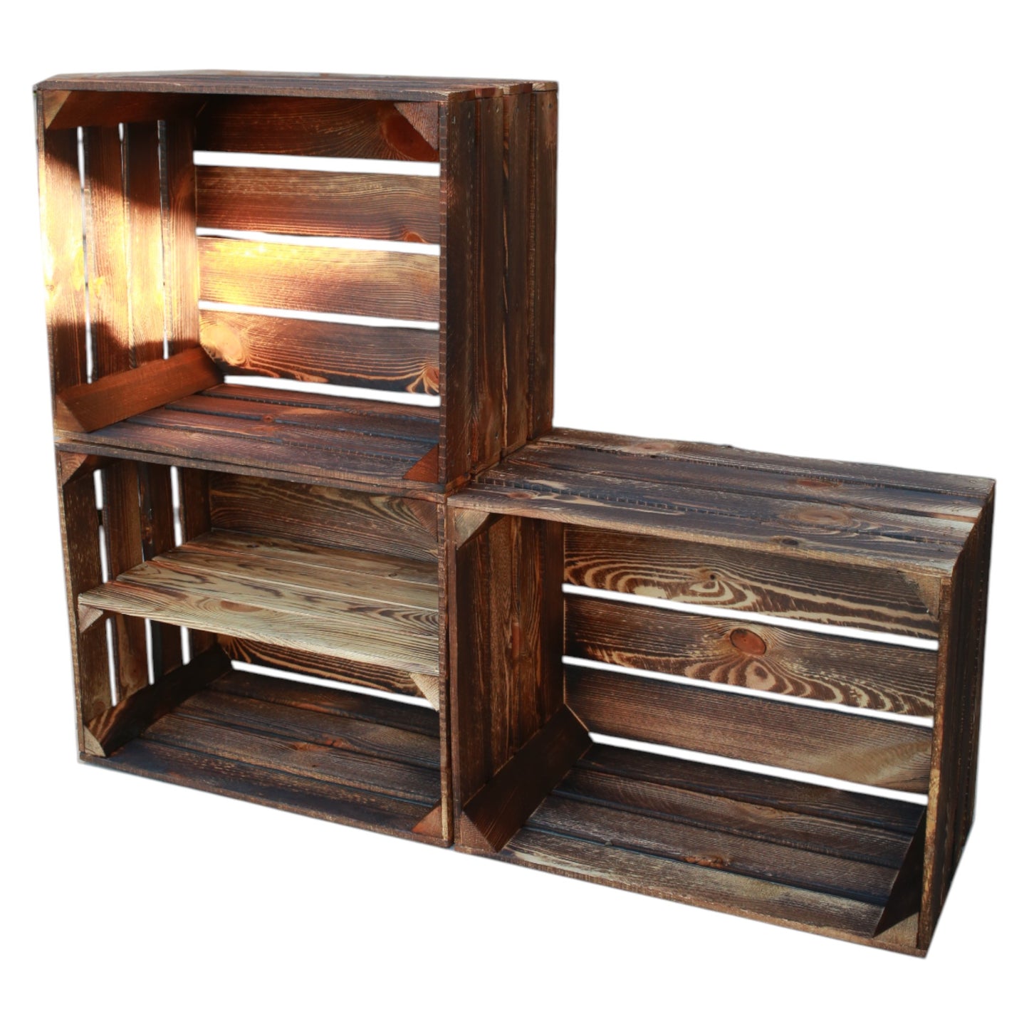 Obstkisten 50 x 40 x 30cm Geflammt 3er Set Regal Lang