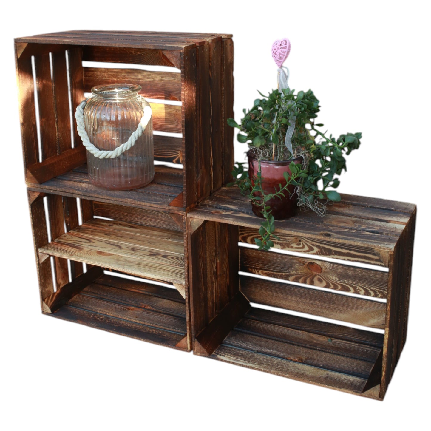 Obstkisten 50 x 40 x 30cm Geflammt 3er Set Regal Lang