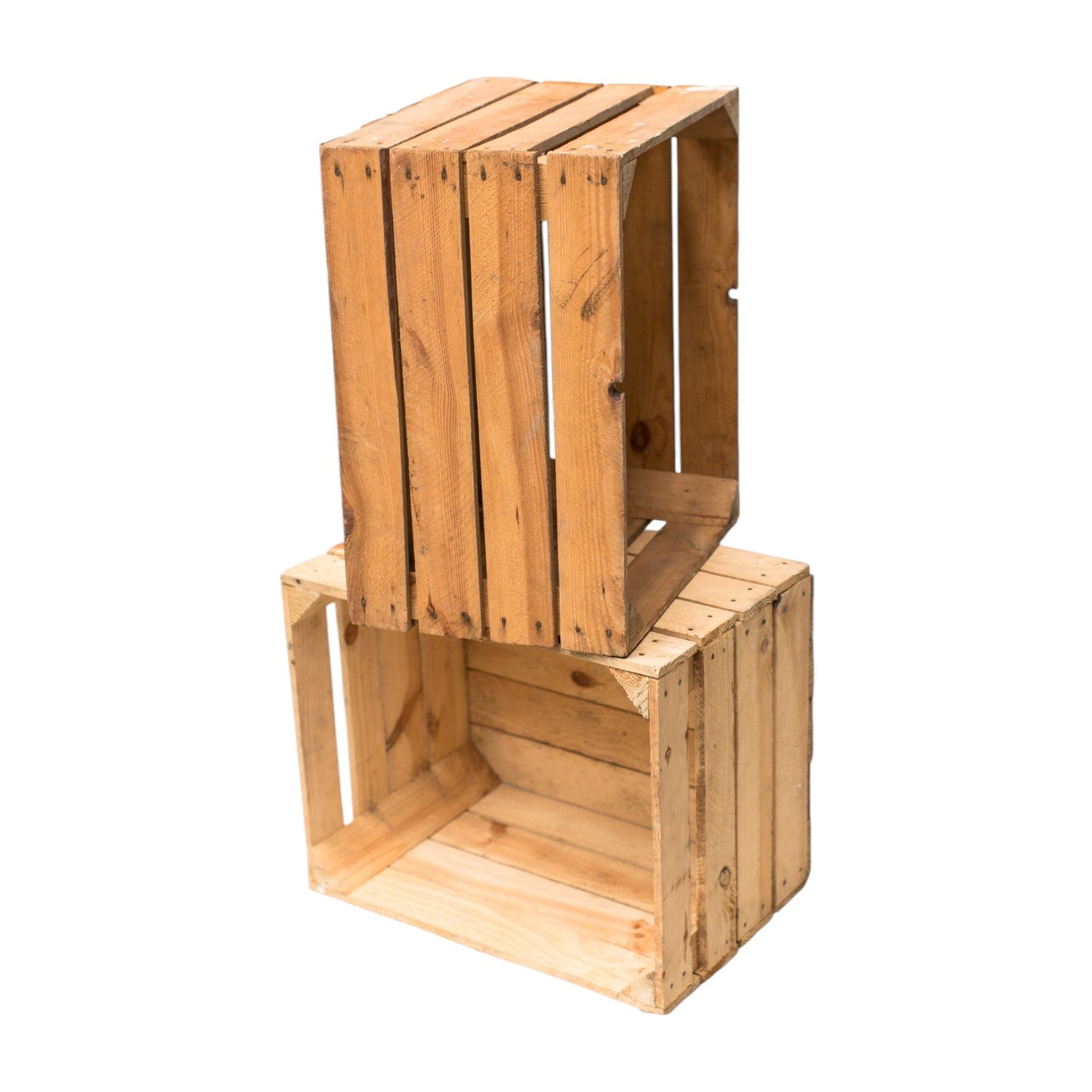 Coffrets à fruits en bois vintage naturel 50 x 40 x 30 cm en lot de 2