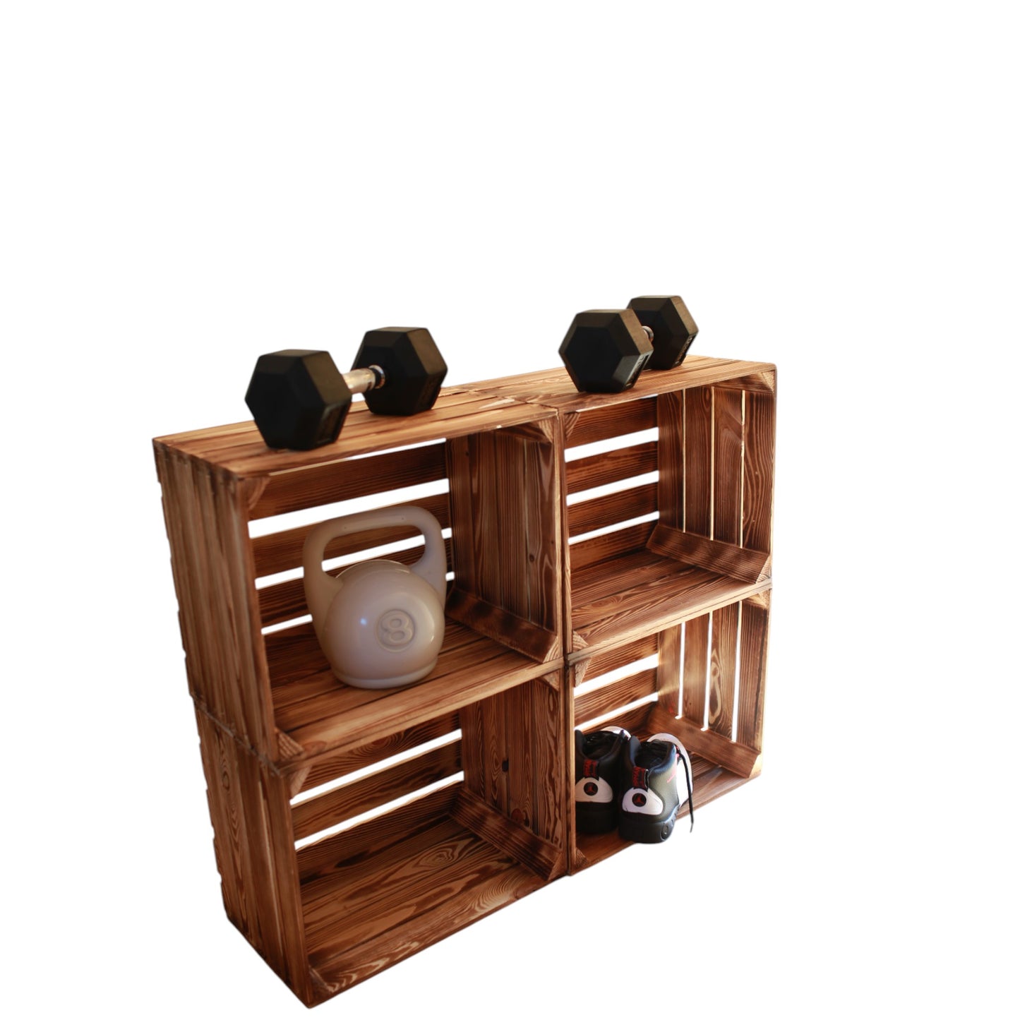 Holzkisten Geflammt 50 x 40 x 30cm im praktsichen 4er Set